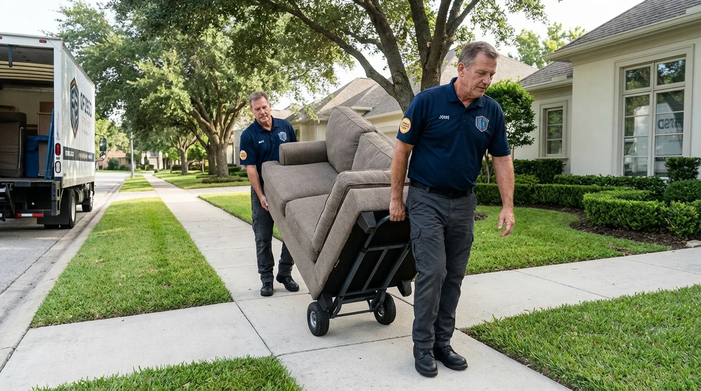 Local residential moving crew loading furniture in Mechanicsville, VA