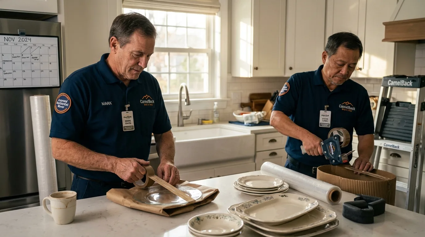 Professional crew packing kitchen dishware in Mechanicsville, VA