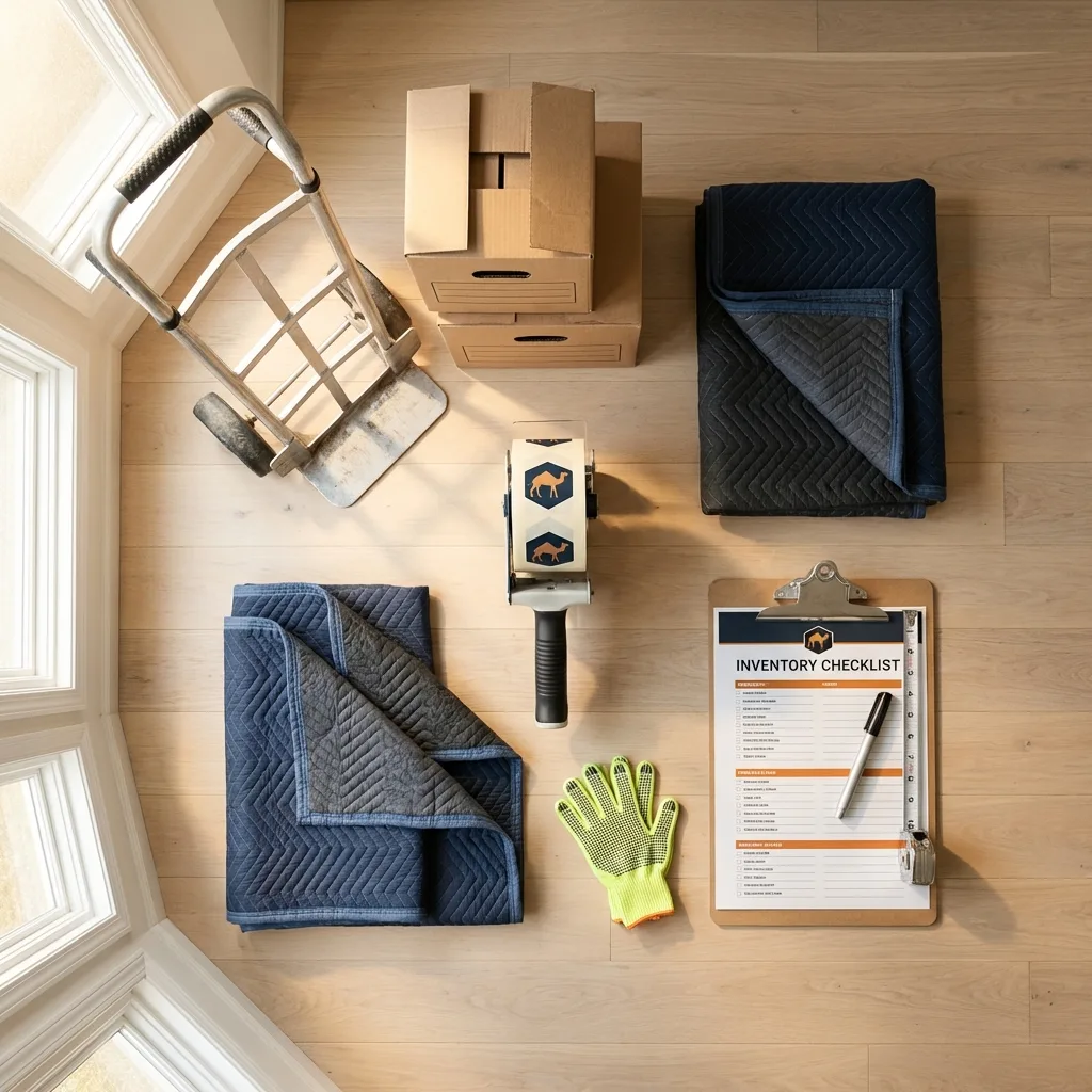 Professional moving supplies and packing materials layout for Mechanicsville residential relocations